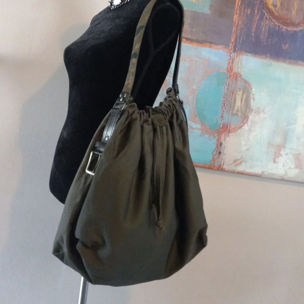Stylish Green Women's Hobo Bag Camo Strap Detail Handcrafted By J.Monique - Picture 7 of 17